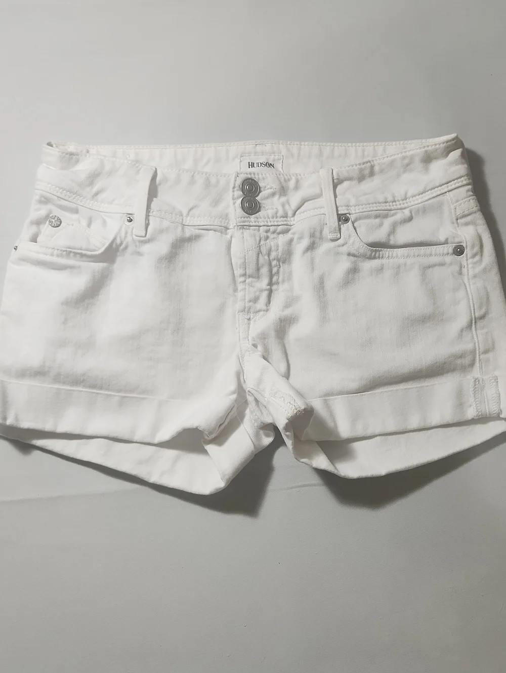 Hudson Jeans White Denim Cuffed Shorts